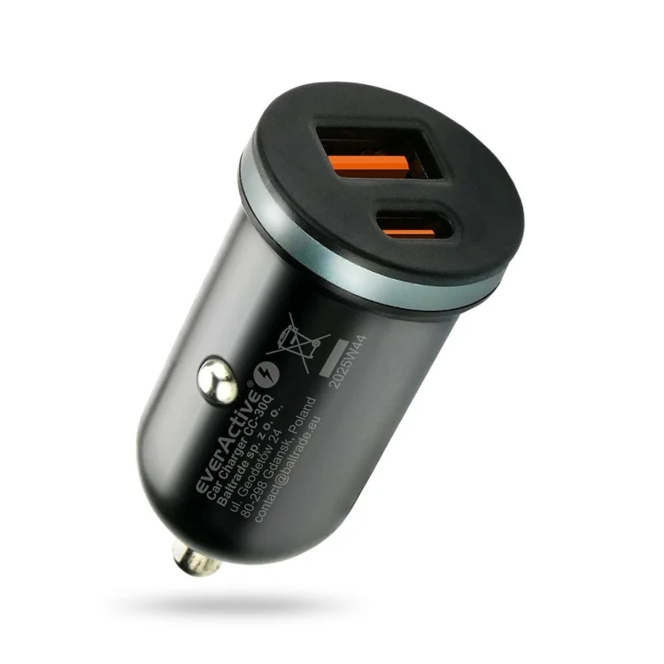 everActive Ładowarka samochodowa CC-30Q QC3.0 35W 1X USB + 1X USB-C PD czarna