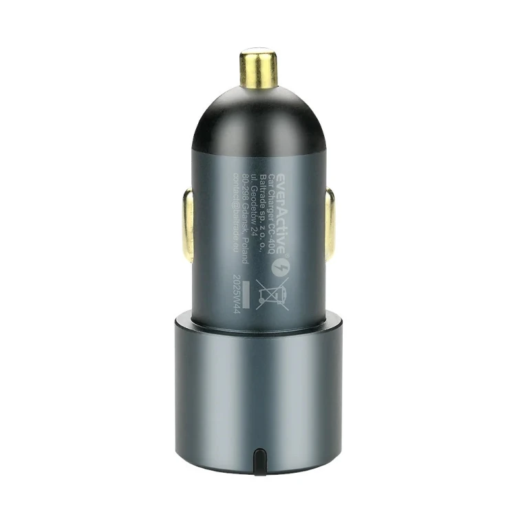 everActive Ładowarka samochodowa CC-40Q QC3.0 60W 1X USB 2X USB-C PD czarna