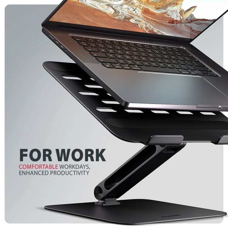 AXAGON STND-LQB Podstawka do laptopów aluminiowa 10-17,3 cala regulowane kąty nachylenia, Czarna