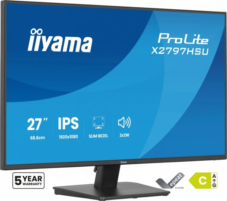 IIYAMA Monitor  ProLite 27 cali X2797HSU-B1  IPS,FHD,HDMI,DP,120Hz,350CD,2xUSBv3.2,  2xUSB-C, GW 5lat
