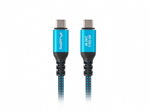 Lanberg Kabel USB-C M/M USB4 0,5m 240W 8K 60HZ czarno-niebieski