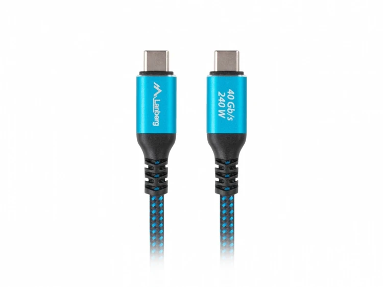 Lanberg Kabel USB-C M/M USB4 0,5m 240W 8K 60HZ czarno-niebieski