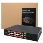 Qoltec Przełącznik sieciowy SWITCH Gigabit Ethernet PoE | 16x RJ45 | 2x RJ45 Uplink | 2x SFP | 1000 Mb/s