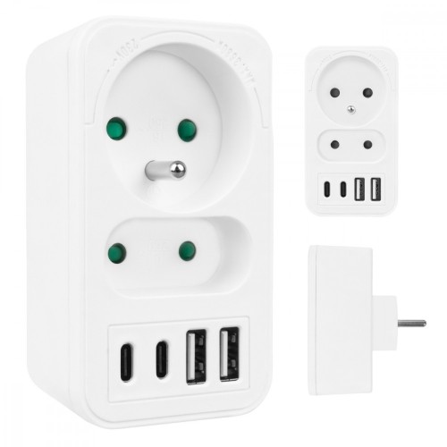 Maclean Rozdzielacz na 2 gniazda MCE249 F/W  2x USB-A 2x USB-C