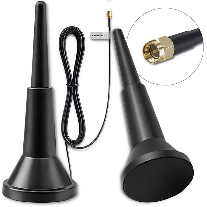 Qoltec Antena 4G LTE z podstawą magnetyczną | 5dBi | wewnętrzna |       dookólna | 600-2700 MHz | SMA | 3m