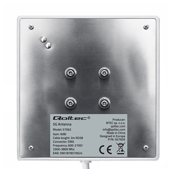 Qoltec Antena 4G 5G LTE | 9dBi | kierunkowa | zewnętrzna | SMA |        wodoodporna | 3m