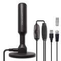 Qoltec Wewnętrzna Antena TV DVB-T2 ze wzmacniaczem sygnału i magnetyczną podstawą | 4K | 28dBi | 5m