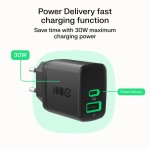 Green Cell Ładowarka sieciowa 30W 1xUSB-C 1xUSB-A czarna