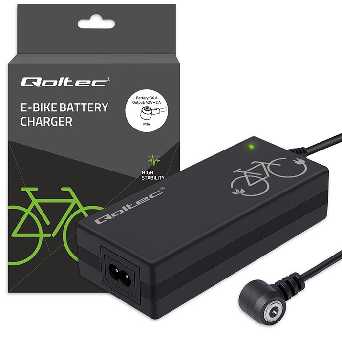 Qoltec Ładowarka do roweru elektrycznego 36V | 42V | 2A | Mi4 Magnetic  TIP +kabel zasilający