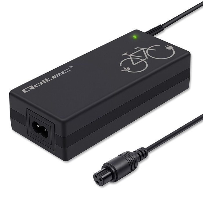 Qoltec Ładowarka do roweru elektrycznego 36V | 42V | 2A | GX12-3Pin + kabel zasilający