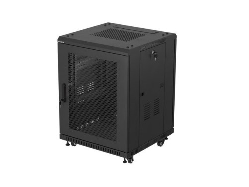 Lanberg Szafa instalacyjna rack stojąca 19 cali 15U 600x600 drzwi perforowane czarna (Flat pack)