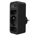 Maclean Rozdzielacz na 3 gniazdka MCE248 F/B 2xUSB-A 2xUSB-C czarny