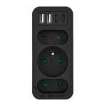 Maclean Rozdzielacz na 3 gniazdka MCE248 F/B 2xUSB-A 2xUSB-C czarny