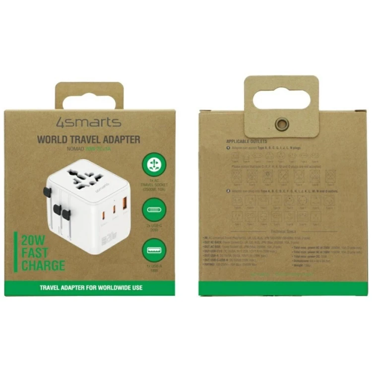4smarts Adapter podróżny 20W GaN Nomad 2xUSB-C + 1xUSB-A