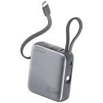 4smarts Powerbank Pocket Dual Cord 10000mAh 22,5W z wbudowanym kablem USB-C 15cm Szary