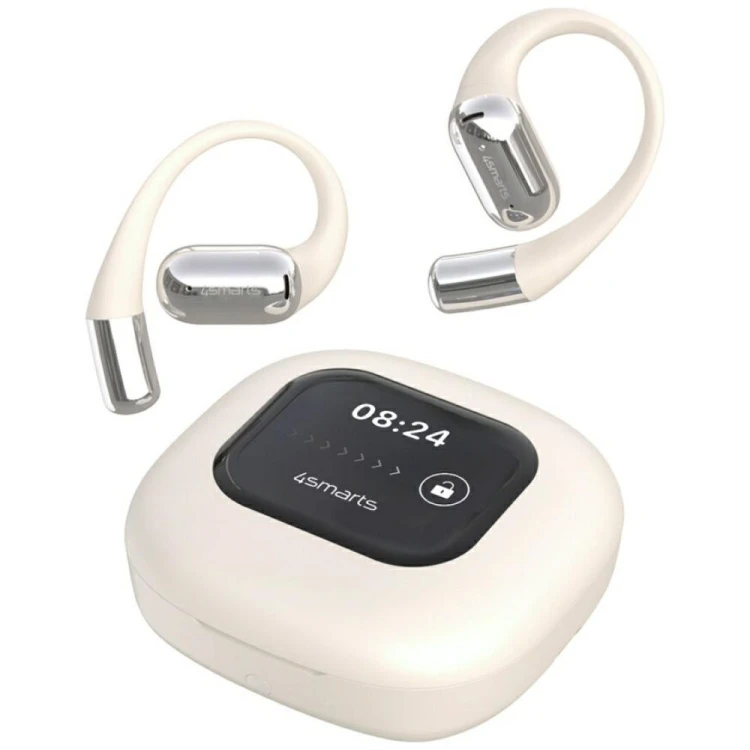 4smarts Słuchawki Bluetooth OWS tłumacz AI SkyBuds z ekranem Beżowe