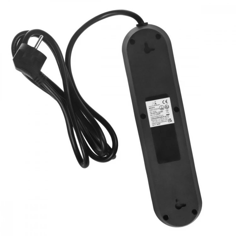 Maclean Listwa zasilająca MCE394 B, 1,5m|3 gniazda + 3xUSB. 110-240V AC 50/60Hz, 2.1A max 2500W, czarna