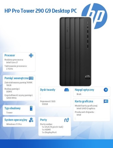 HP Inc. Komputer 290 Tower G9 i7-14700 512GB/16GB/W11P      D10FPET
