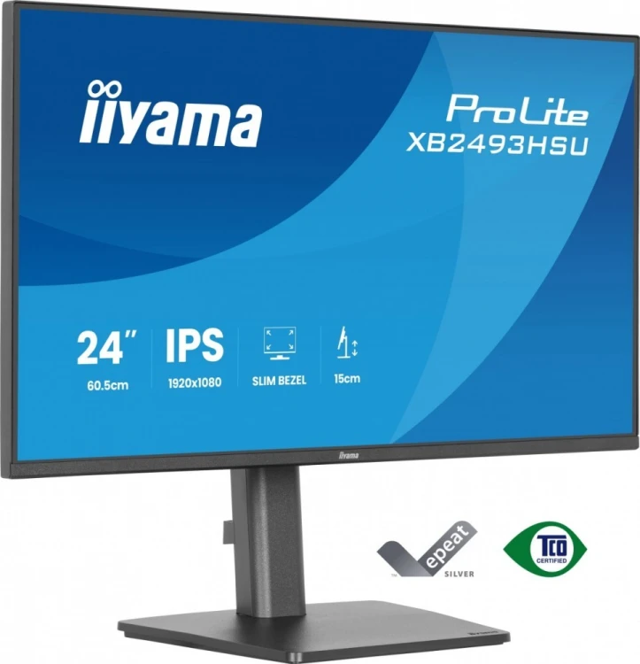 IIYAMA Monitor 23.8 cala XB2493HSU-B1 IPS.HDMI.DP.2x2W.USBx2, 350cd,1500:1,    HAS 150/PIVOT