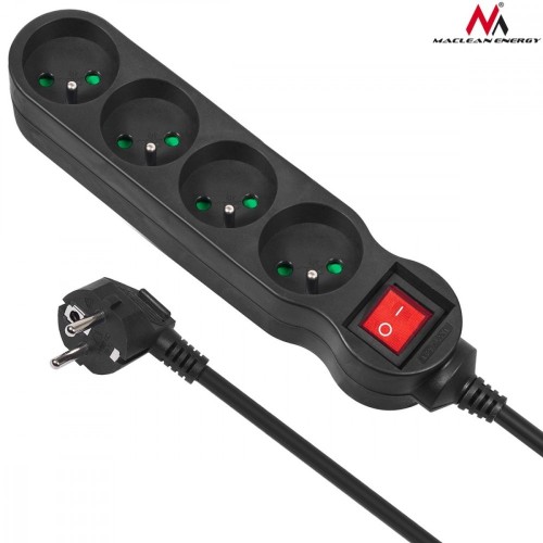 Maclean Listwa zasilająca 4g 3m MCE181 2300W Czarna