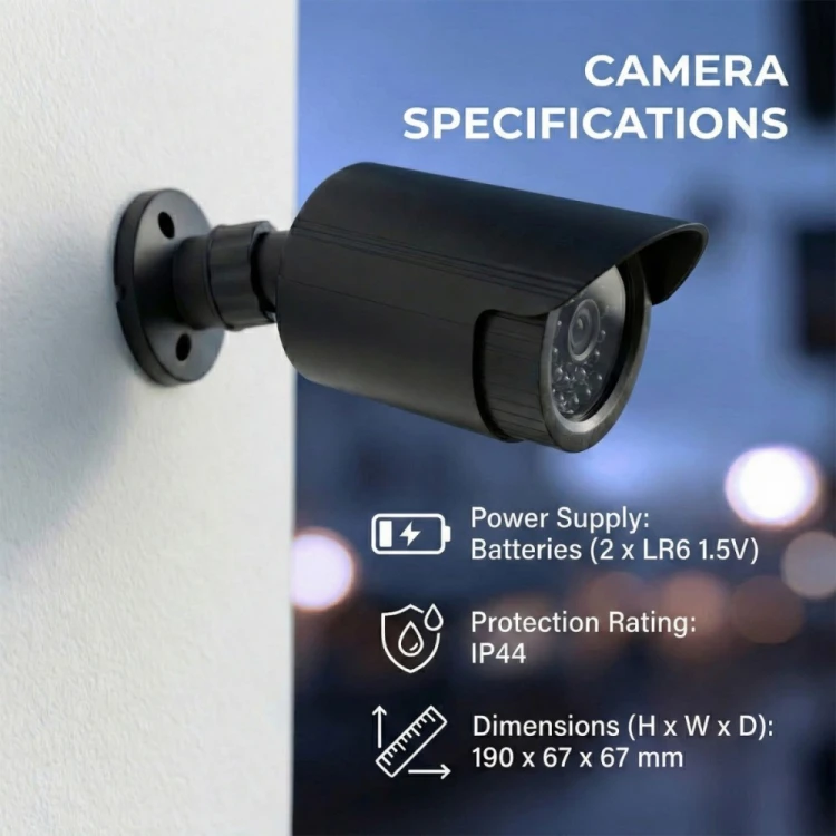 CEE Zestaw dwóch atrap kamer tubowych IR1800 BT diody IR LED, zasilanie 2xAA, czarne, ABS