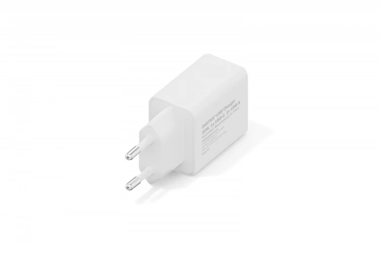 Digitus Ładowarka sieciowa 20W | 1x USB-C, 1x USB-A | PD 3.0, QC 3.0 | Biała