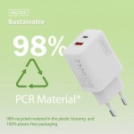 Digitus Ładowarka sieciowa 20W | 1x USB-C, 1x USB-A | PD 3.0, QC 3.0 | Biała