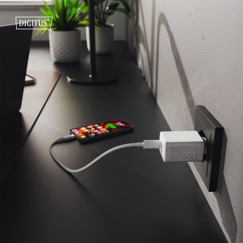 Digitus Ładowarka sieciowa GaN II 30W | 1x USB-C, 1x USB-A | PD 3.0, QC 3.0 | Biała