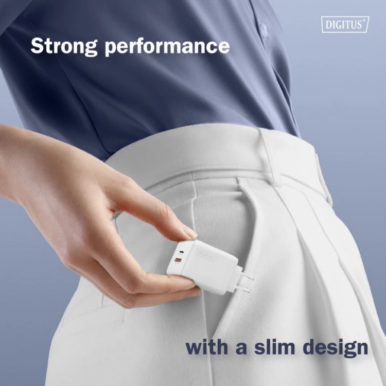 Digitus Ładowarka sieciowa GaN II 30W | 1x USB-C, 1x USB-A | PD 3.0, QC 3.0 | Biała