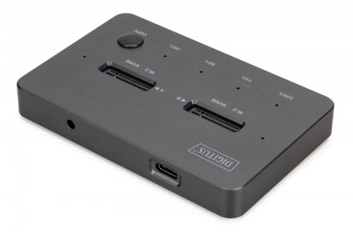 Digitus Stacja dokująca dysków z funkcją klonowania | USB-C 3.1 Gen2 10Gbps | SSD M.2 NVMe (max. 2x 4TB) | Funkcja Offline Clone | Czarna