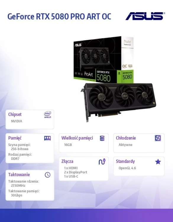 Asus Karta graficzna GeForce RTX 5080 PRO ART OC 16GB GDDR7 256bit DP/HD
