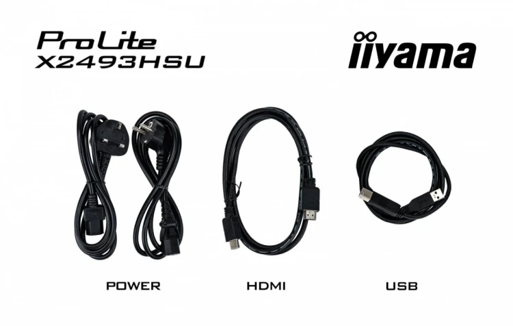 IIYAMA Monitor 24 cale X2493HSU-B1 IPS,FHD,HDMI,DP,120Hz, 1500:1, 2xUSB,    350cd, cienka ramka z 4 stron