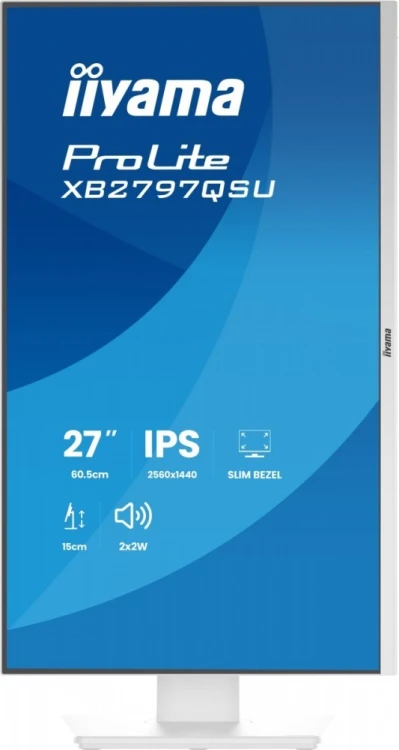 IIYAMA Monitor 27 cali XB2797QSU-W1 IPS, QHD, 2xHDMI, DP, 350cd, 75Hz, 1000:1, USB HUB x4
