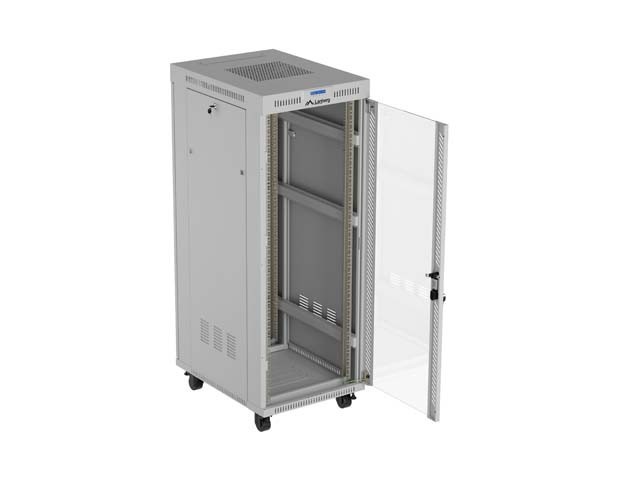 Lanberg Szafa instalacyjna rack stojąca 19" 32U 600x800 szara drzwi     przeszkolne  LCD ( Flat pack)
