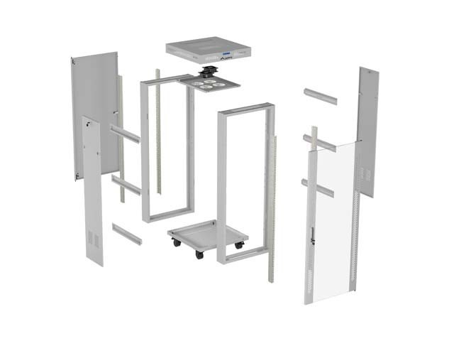 Lanberg Szafa instalacyjna rack stojąca 19" 42U 600x600 szara drzwi     przeszklone  LCD (Flat pack)