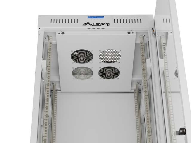 Lanberg Szafa instalacyjna rack stojąca 19" 42U 600x600 szara drzwi     przeszklone  LCD (Flat pack)
