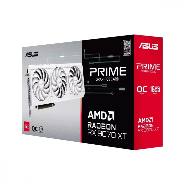 Asus Karta graficzna Radeon RX 9070 XT PRIME OC WHITE 16GB GDDR6 256bit 3DP/HDMI