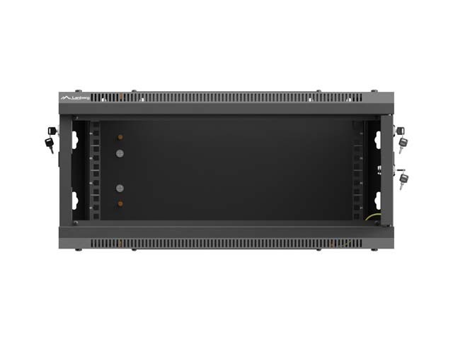 Lanberg Szafa instalacyjna rack wisząca 19 cali 4U 600x450 czarna drzwi metalowe (flat pack)