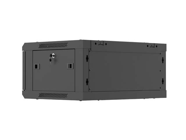 Lanberg Szafa instalacyjna rack wisząca 19 cali 4U 600x450 czarna drzwi metalowe (flat pack)