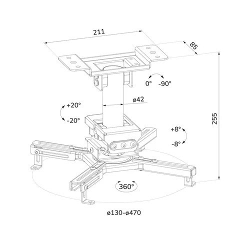 Neomounts Uchwyt sufitowy do projektora CL25-530WH1 h:25,5 cm biały