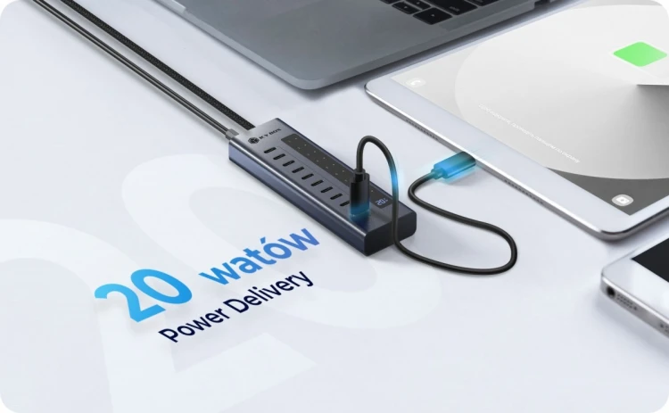 IcyBox HUB IB-HUB1450-C31 10 x USB TYPE-C Gen 2 z zasilaczem
