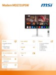 MSI Monitor 27 cali Modern MD272UPSW LED/UHD/Flat/60Hz/biały