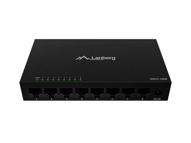 Lanberg Switch DSM1-1008 8X 1GB/S niezarządzalny Gigabit Ethernet Desktop 12V ( obudowa metalowa)