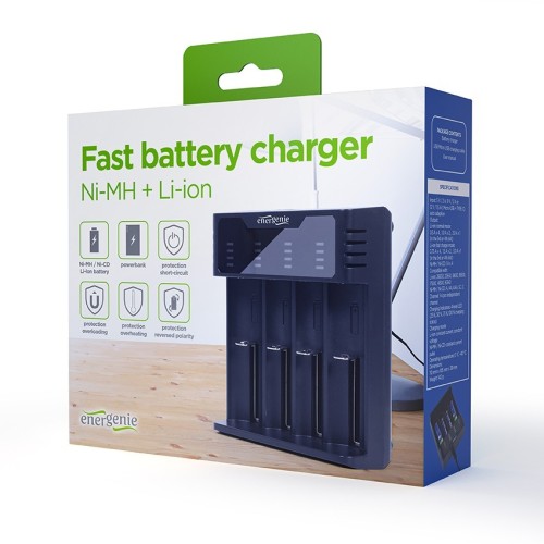 Gembird Ładowarka akumulatorów USB Ni-MH + Li-ion, czarna
