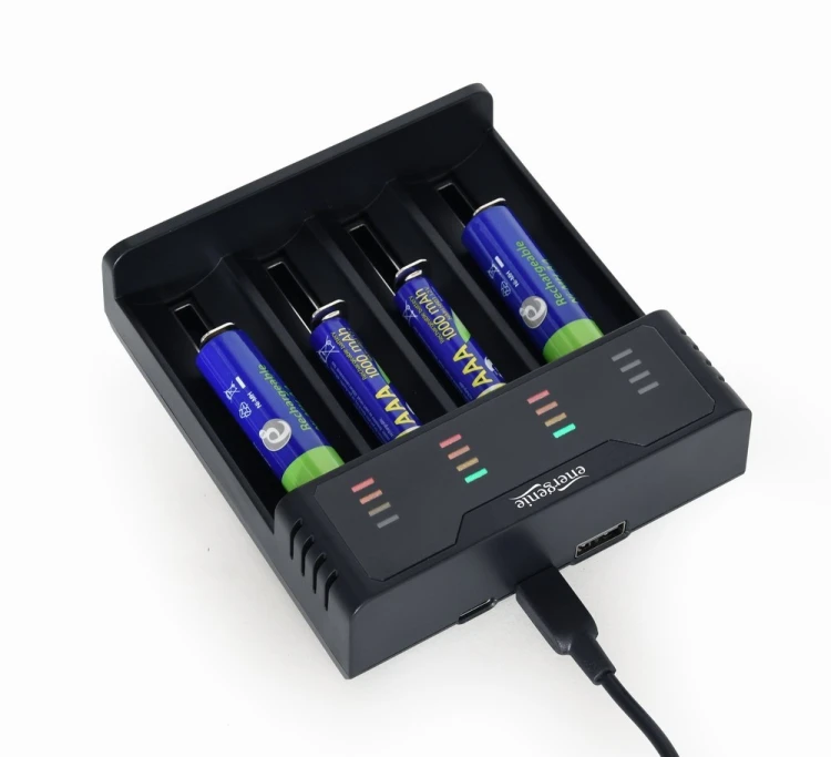 Gembird Ładowarka akumulatorów USB Ni-MH + Li-ion, czarna
