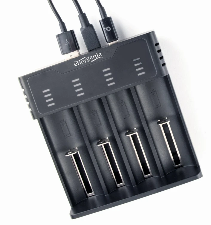 Gembird Ładowarka akumulatorów USB Ni-MH + Li-ion, czarna