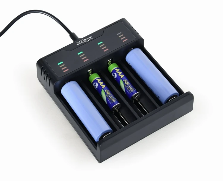 Gembird Ładowarka akumulatorów USB Ni-MH + Li-ion, czarna