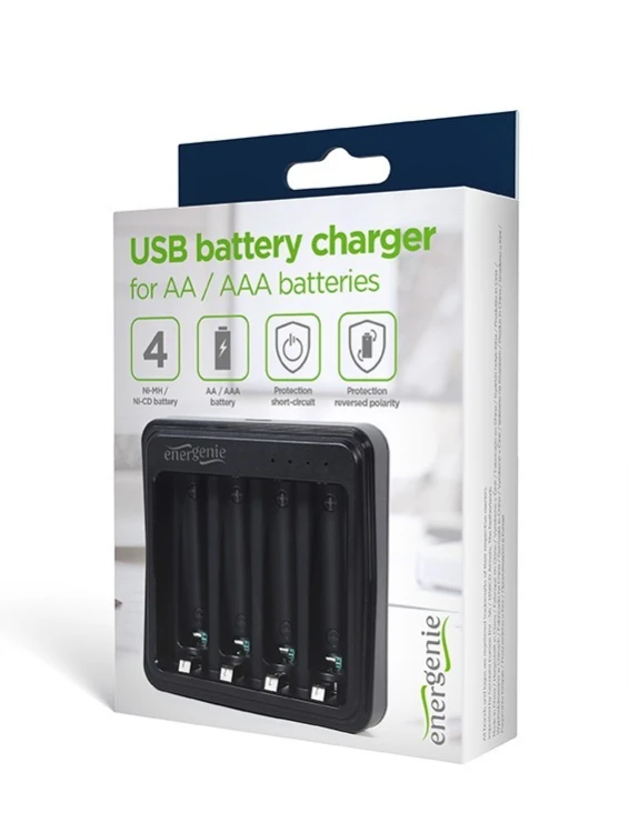 Gembird Ładowarka USB do akumulatorów AA/AAA, czarna