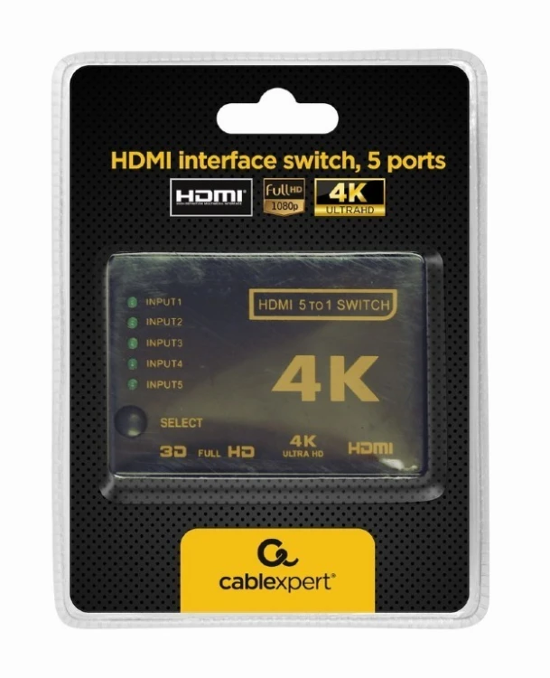 Gembird Przełącznik HDMI z pilotem - pięć nadajników jeden      odbiornik