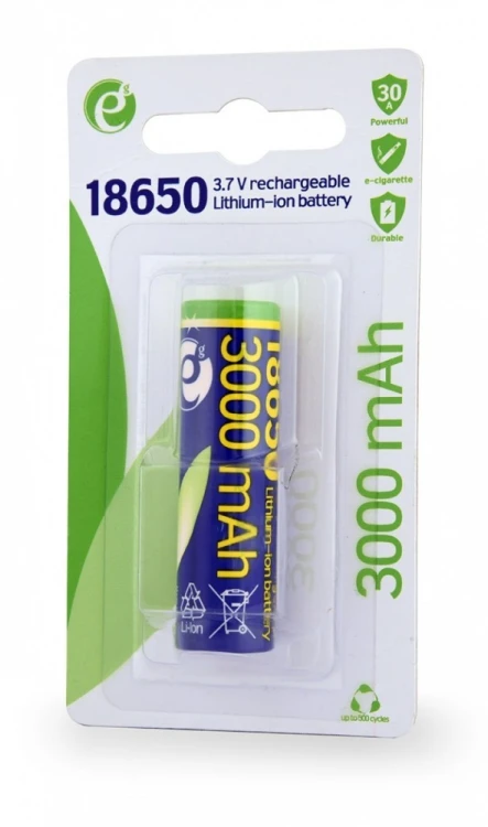 Gembird Akumulator litowo-jonowy typ 18650 (10C), 3.7V, 3000mAh z płaskimi biegunami